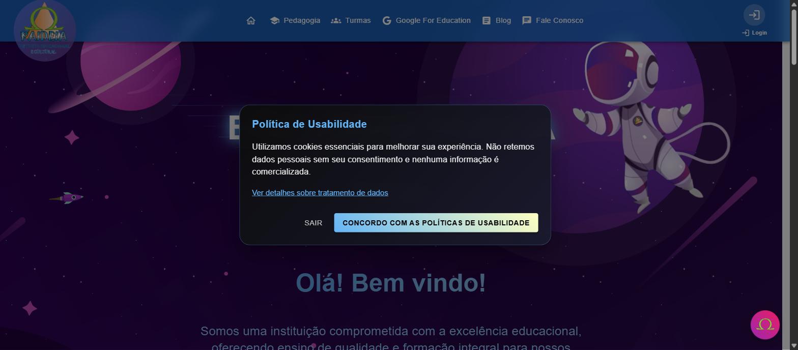 Captura da página inicial de educacionalpaideia.com